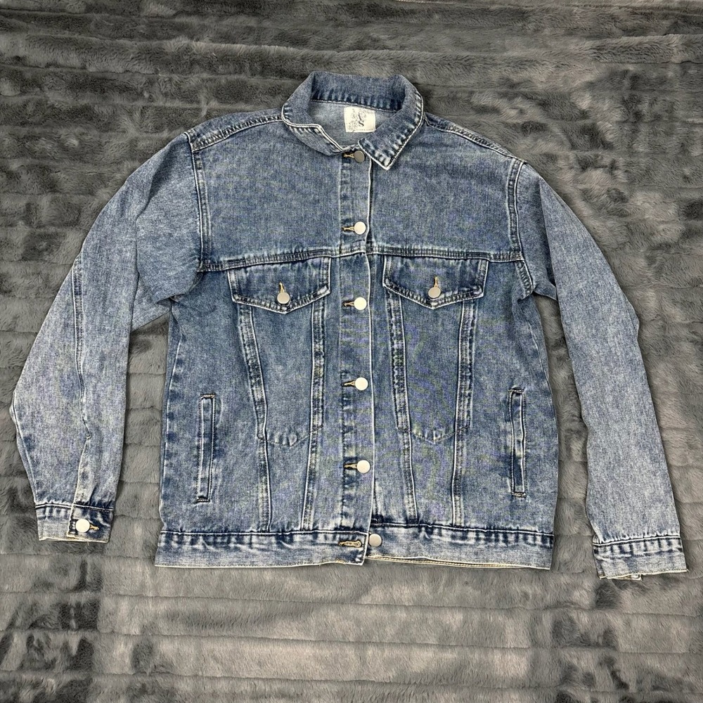 Altar'd State Womens XXS Acid Wash Blue Denim Trucker Jacket Cotton Blend